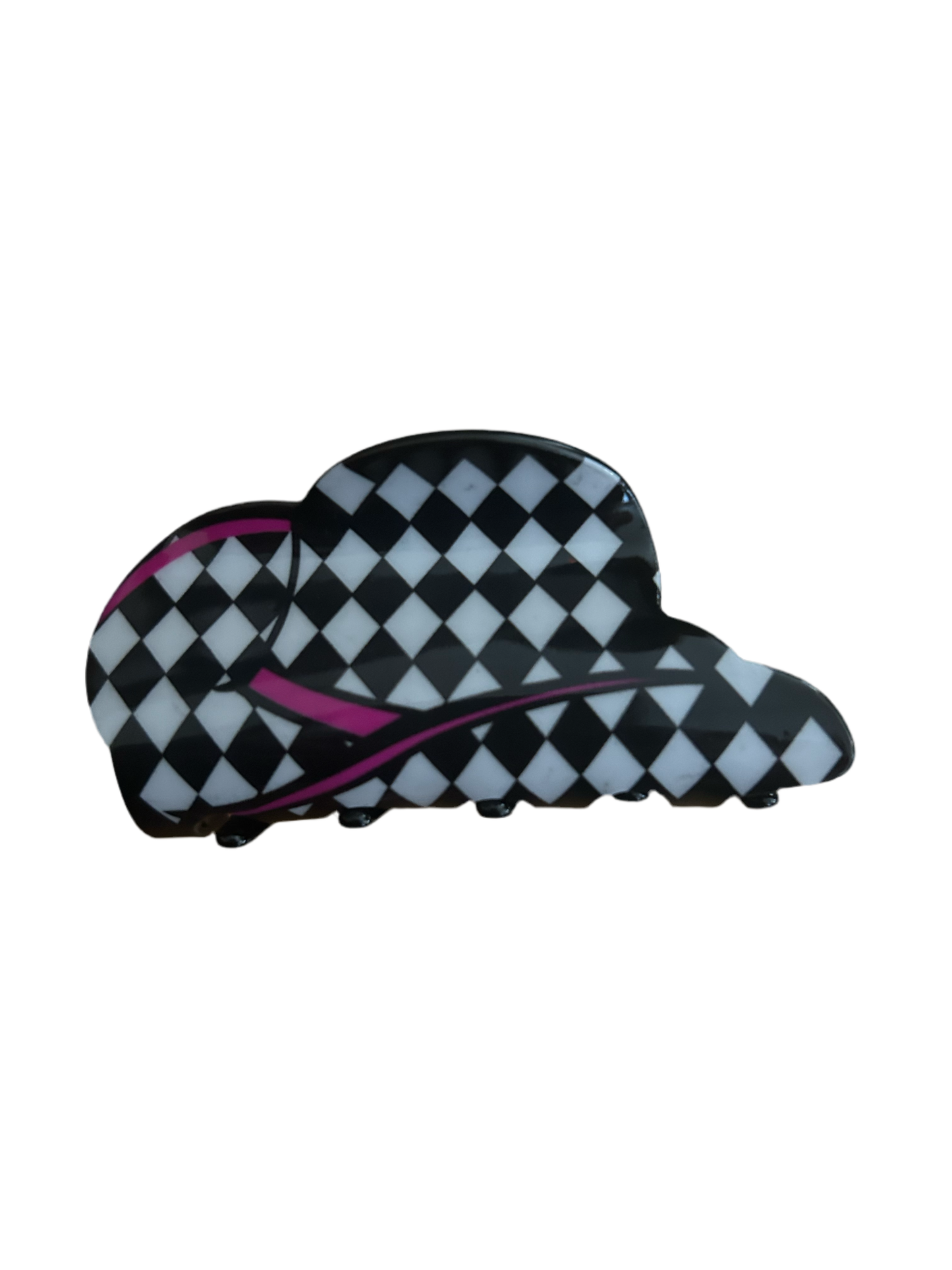 Checkered board cowboy hat claw clip