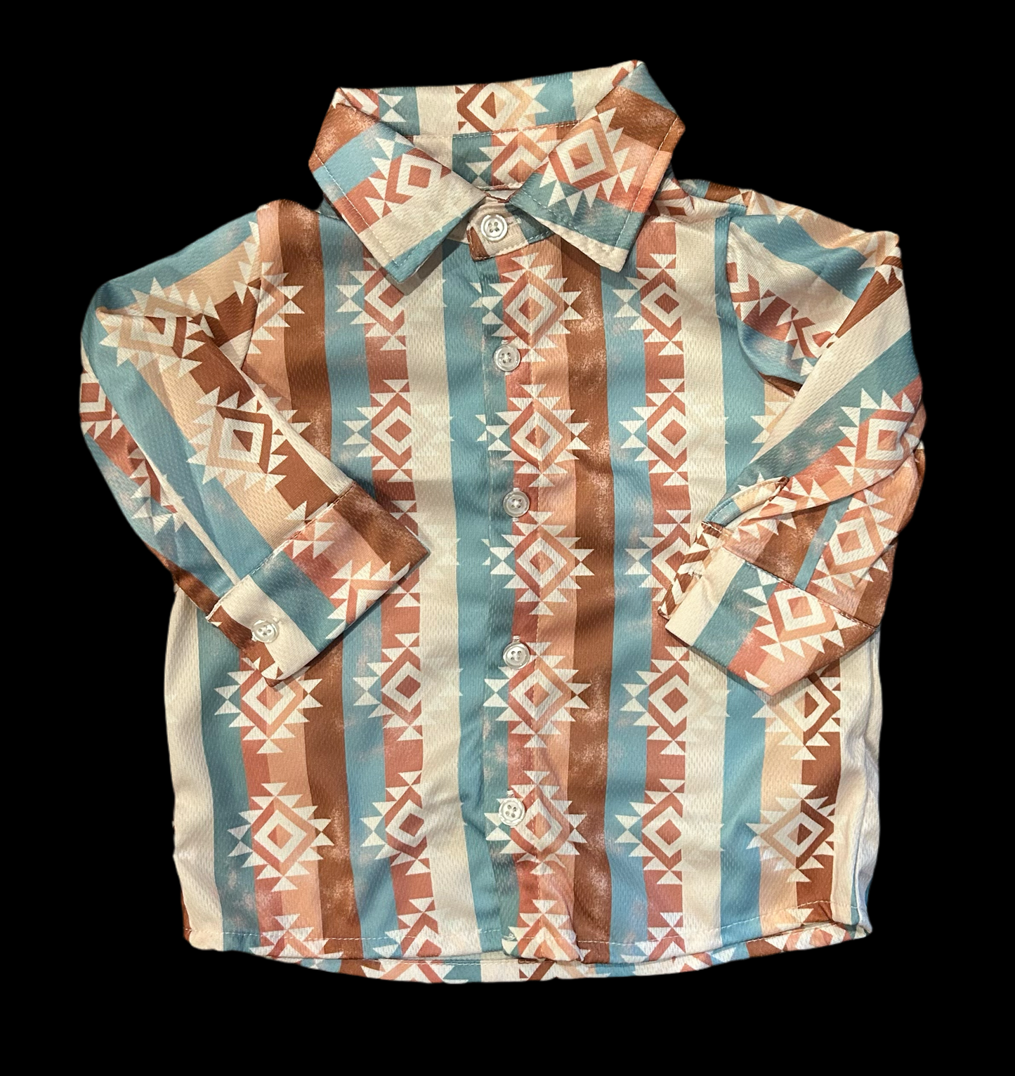 Aztec boys long sleeve mesh button down