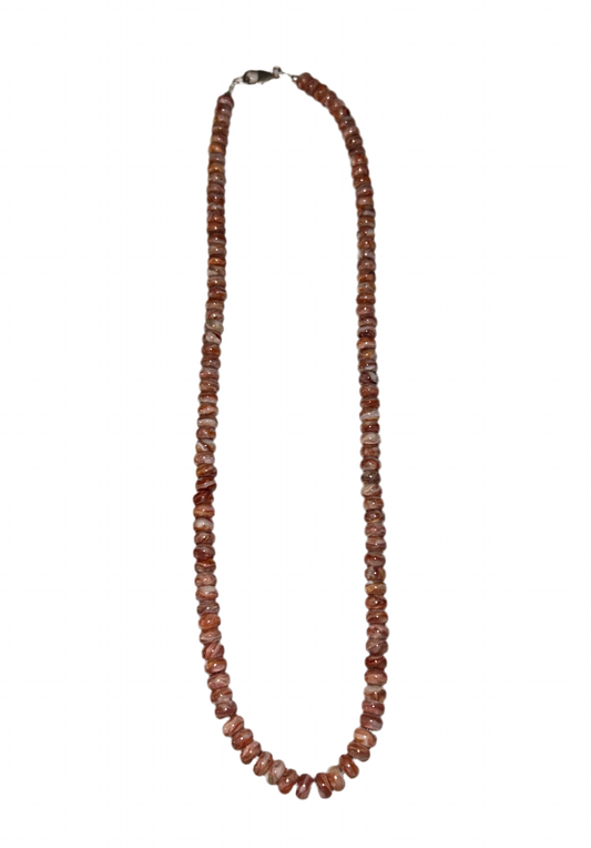 Orange spiny oyster beaded necklace