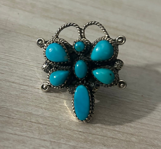 Kingman turquoise butterfly ring size 6 1/2