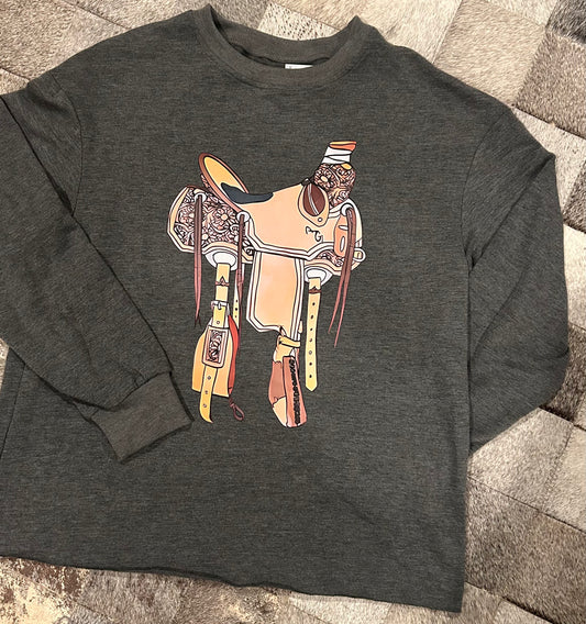 “Flashy Ranch Saddle” crew Neck