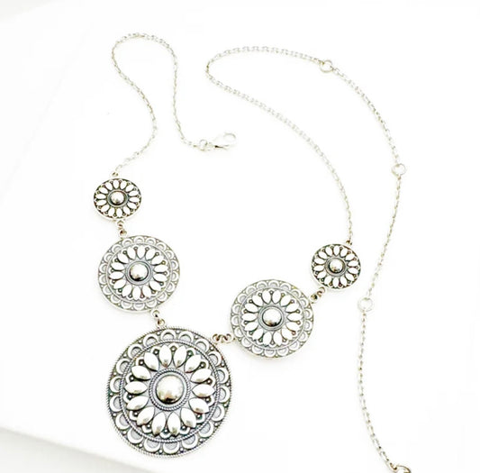 Silver cluster mega necklace