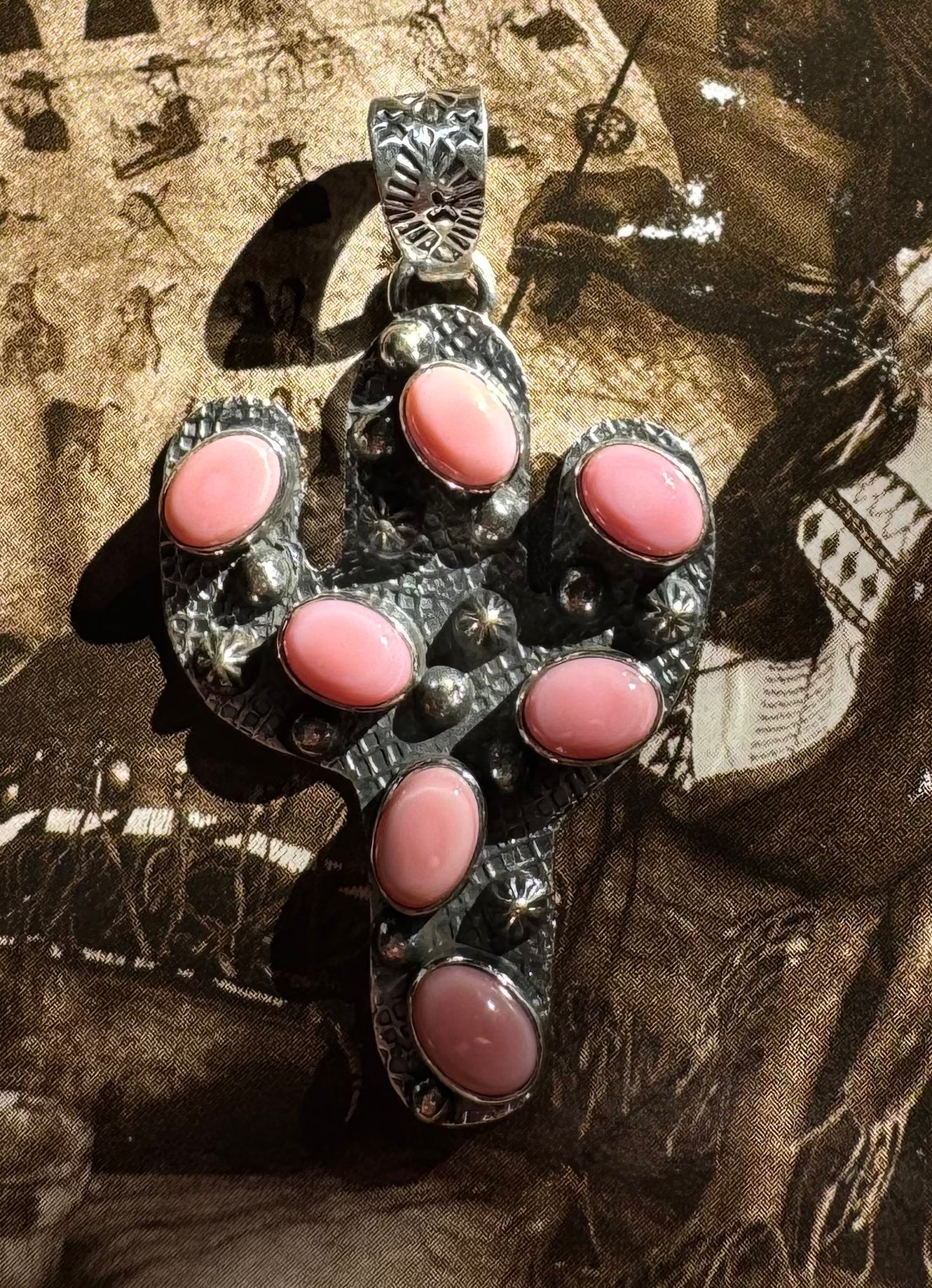 Pink conch cactus pendant