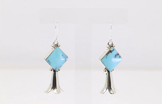 Native America Navajo Sterling Silver Turquoise Blossom Dangling Earring's By Suzanna Johnson.