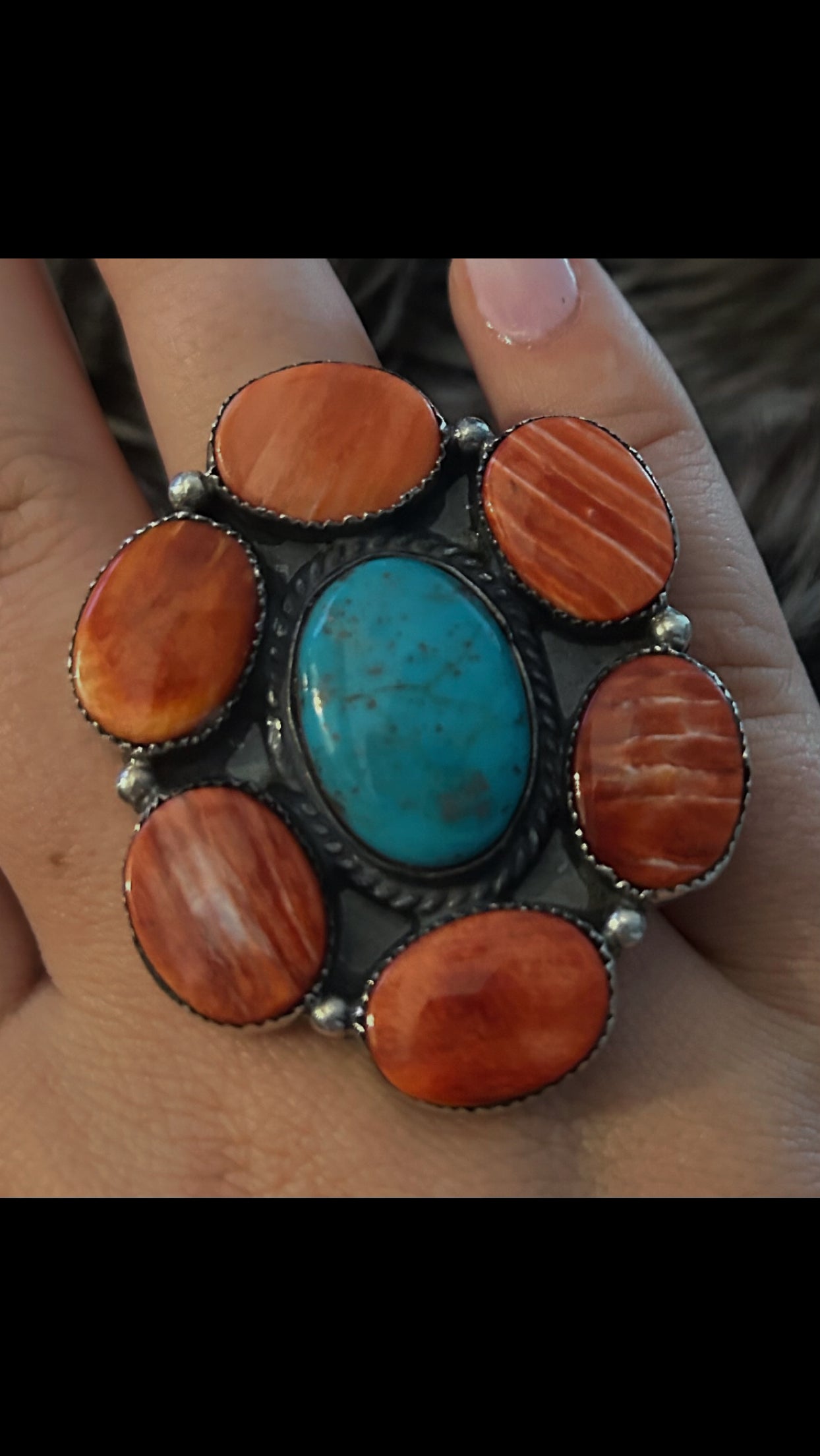 Kingman Turquoise & Red Spiny Oyster Size 8 Ring