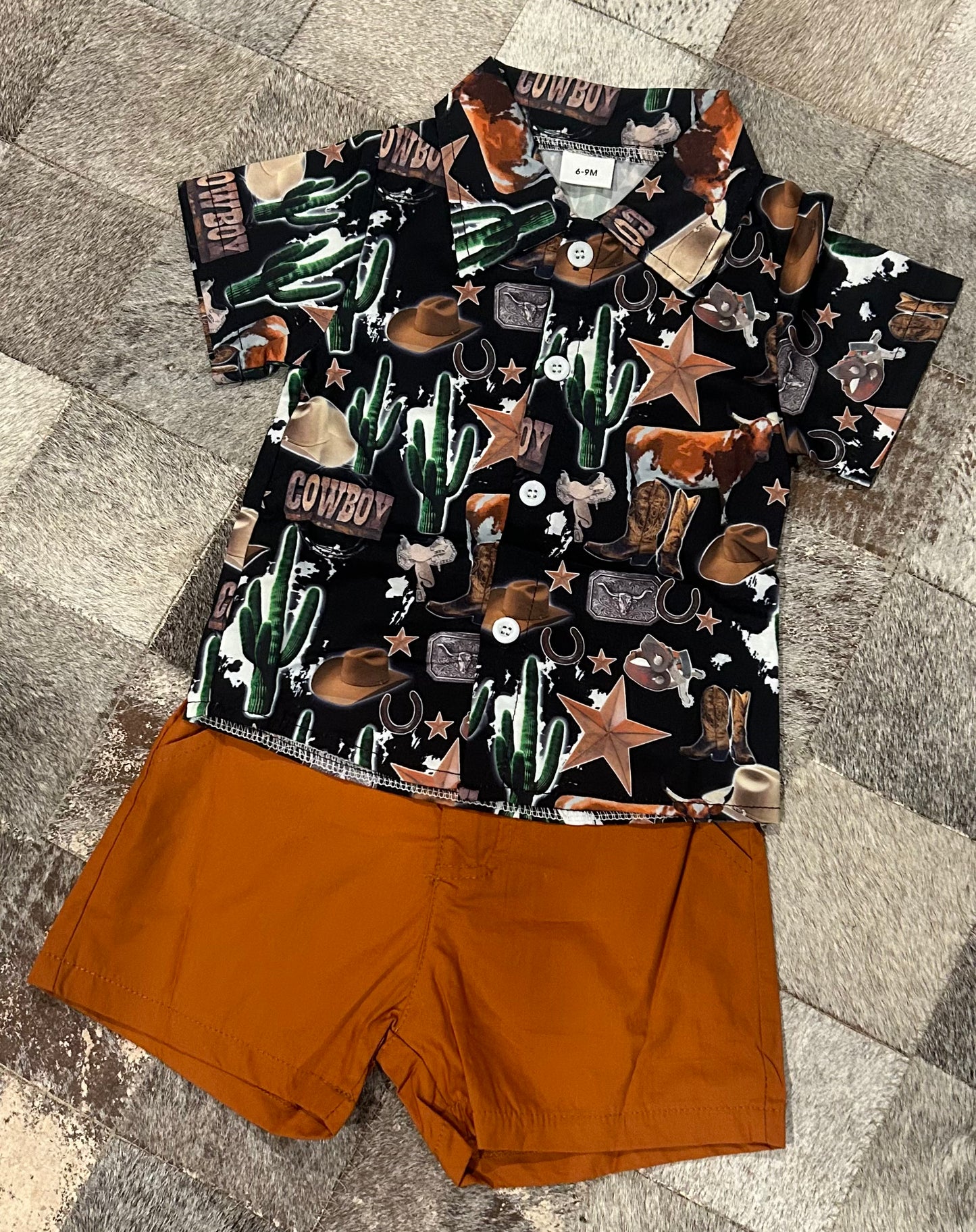 “Mini Buckaroo” Button Down & Short Set