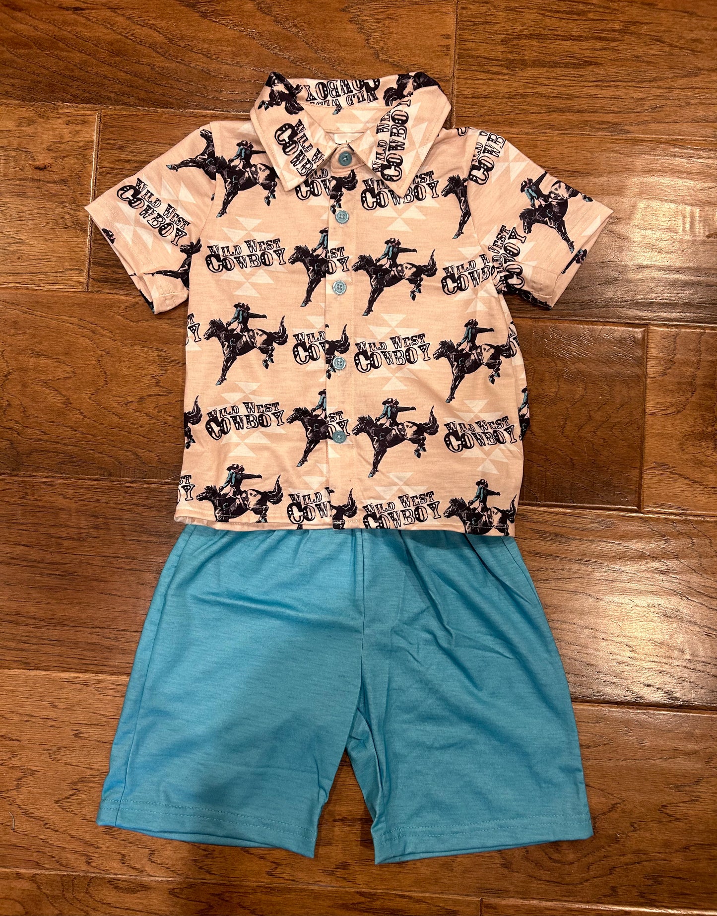 “Wild West Cowboy” short sleeve button up & short set