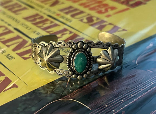 Vintage turquoise & Nickel silver Native Made cuff