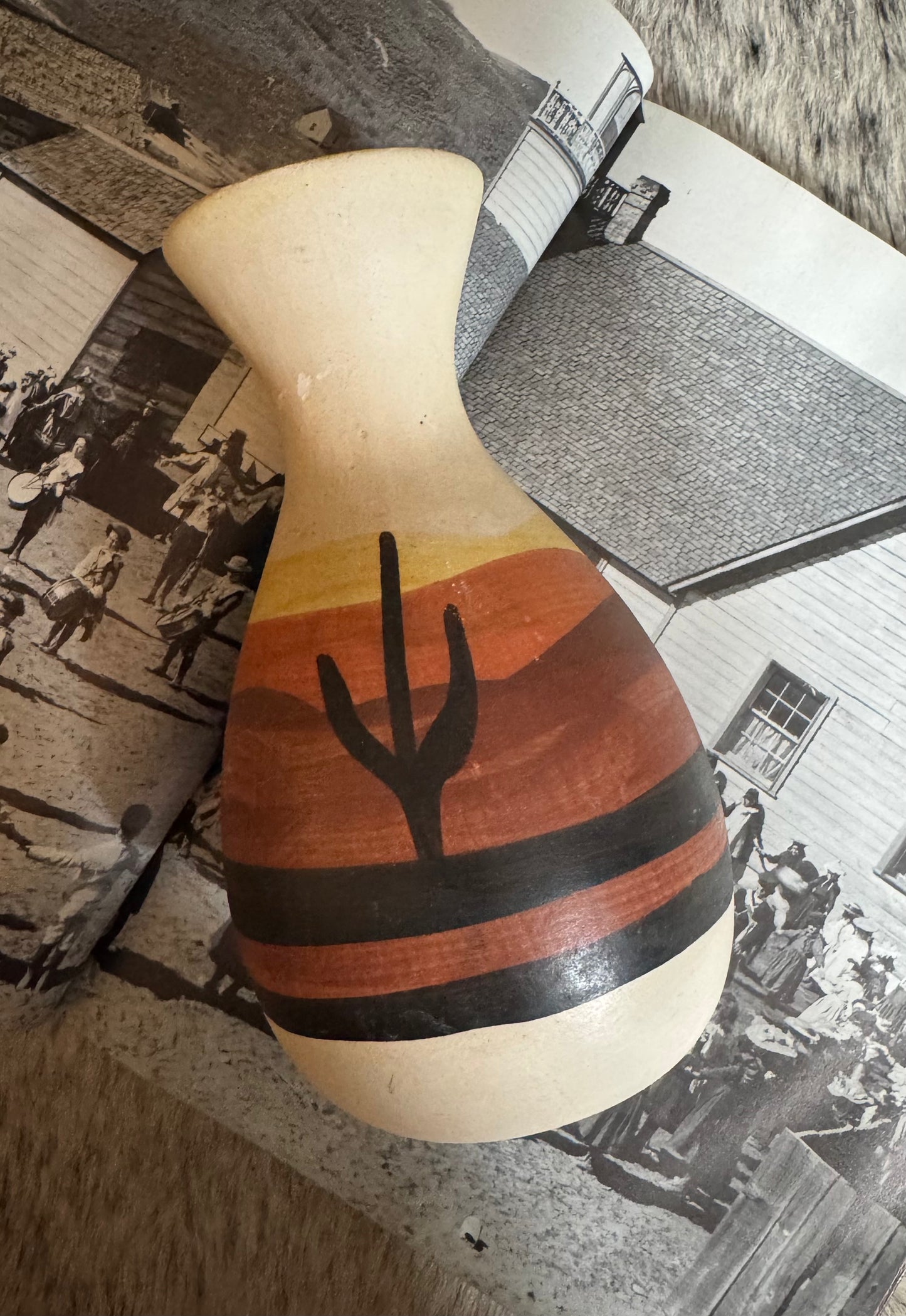 Vintage hand painted desert vase