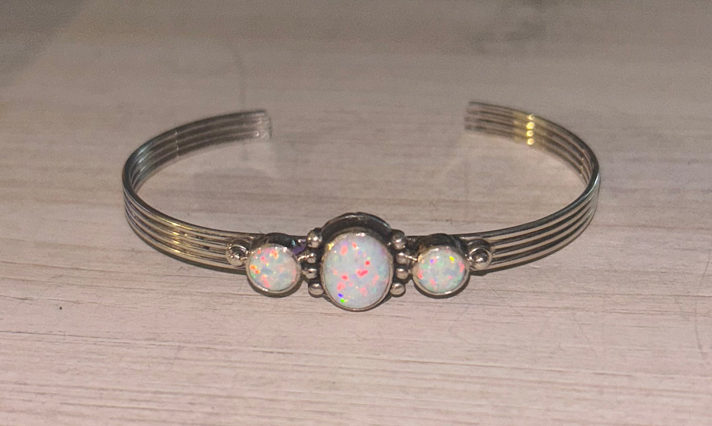 White spider opal cuff