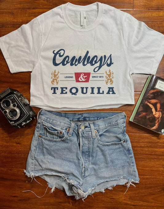 “Cowboys & Tequila” Cropped T-Shirt