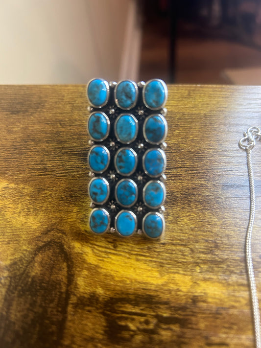 Native made Turquoise & SS Adjustable ring