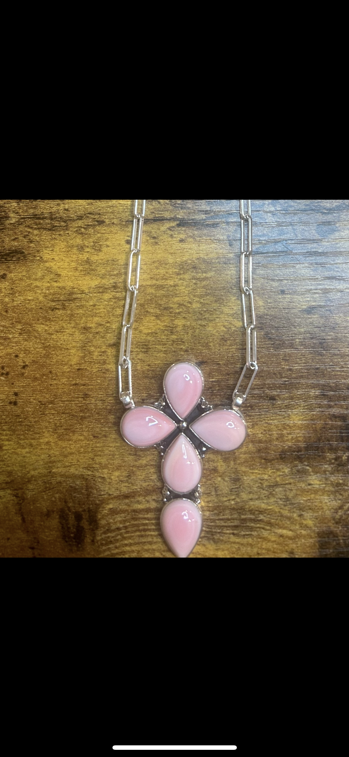 Native made pink conch crocs necklace