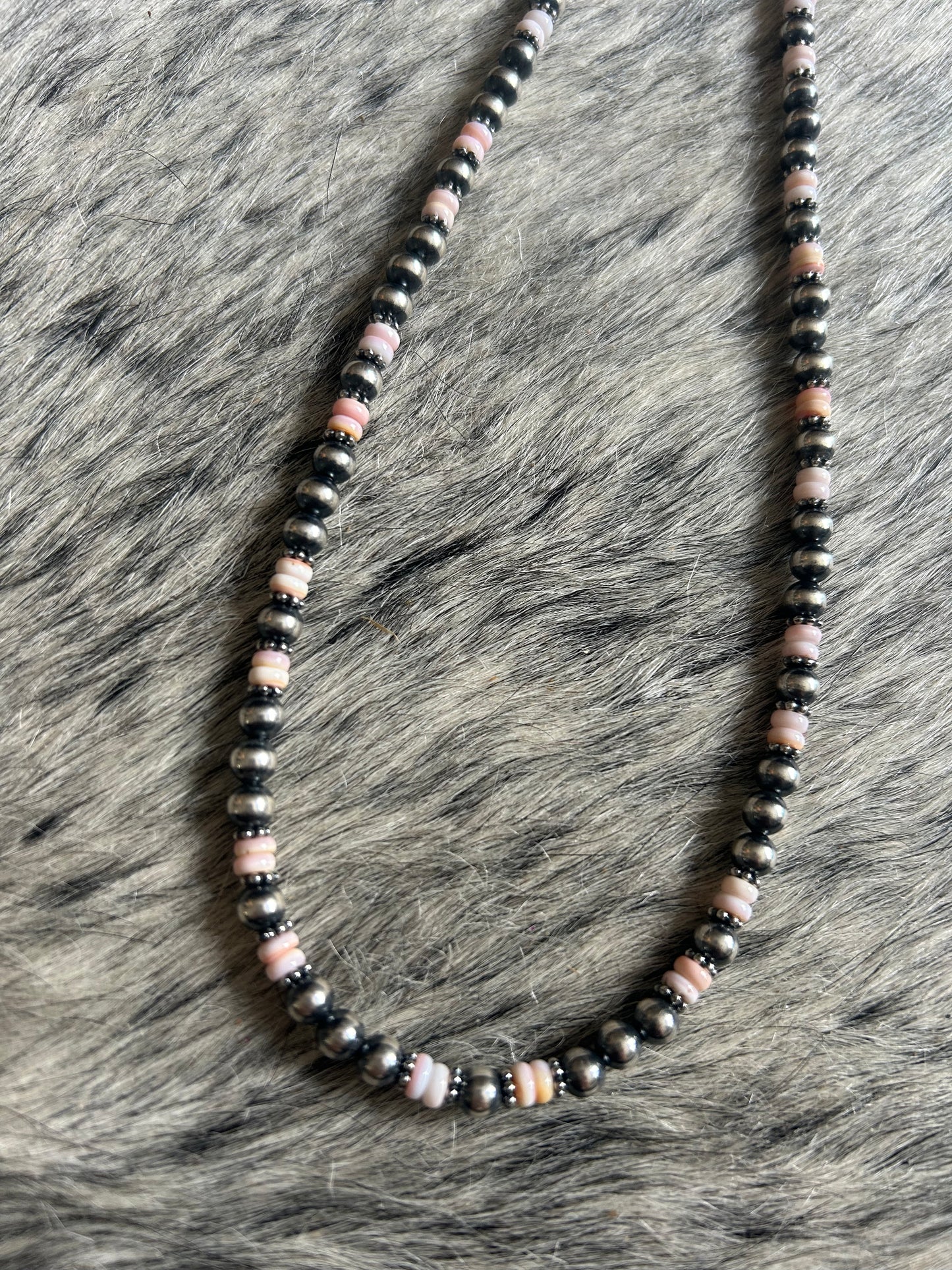 Pink conch & native pearl necklace