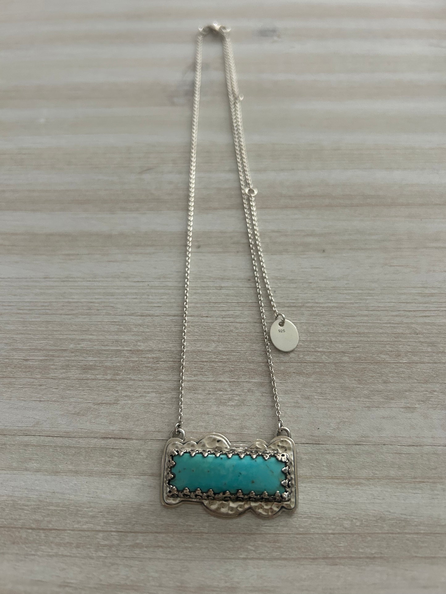 Kingman turquoise bubble bar necklace