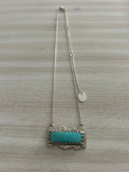 Kingman turquoise bubble bar necklace