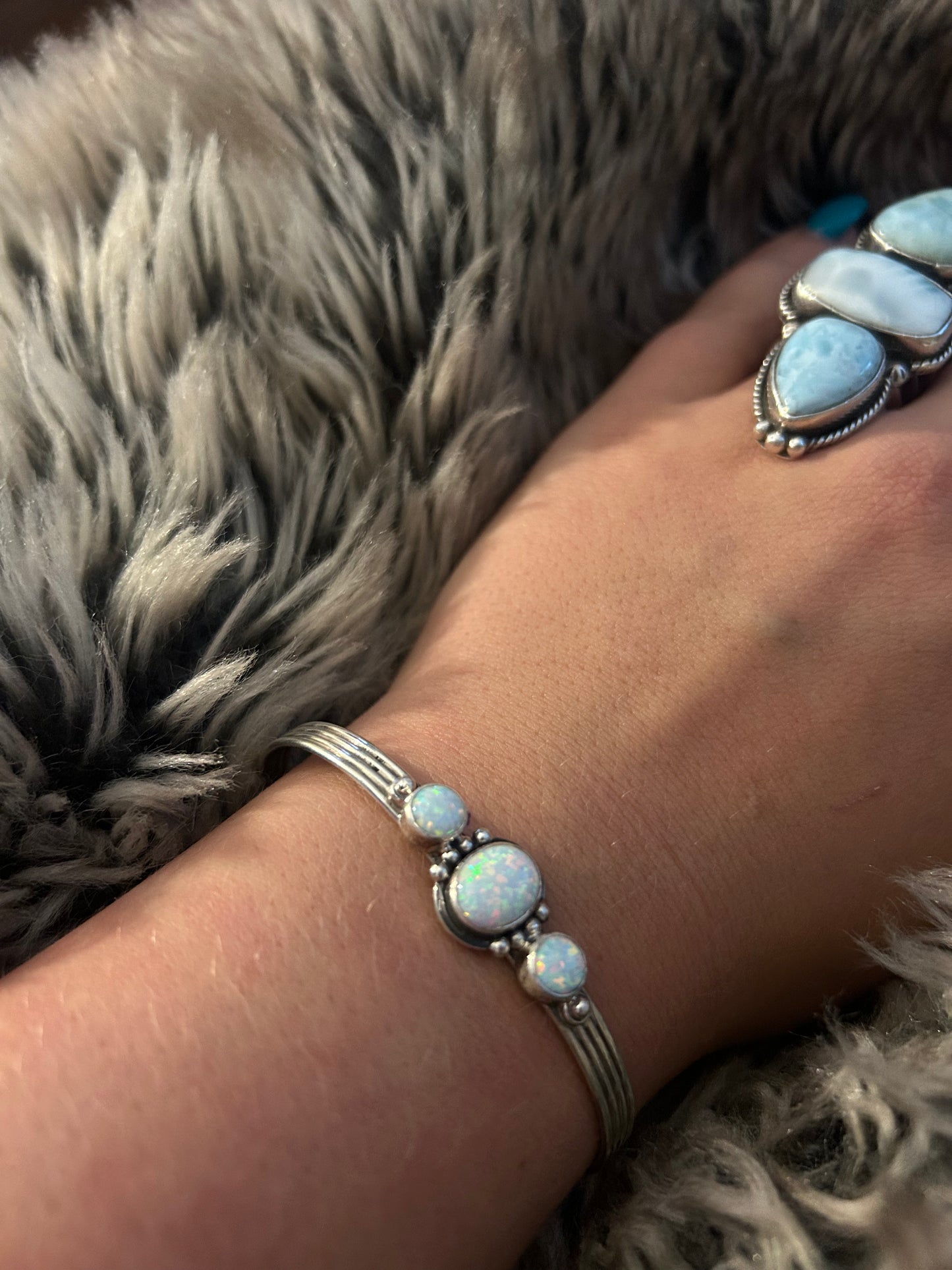 White spider opal cuff