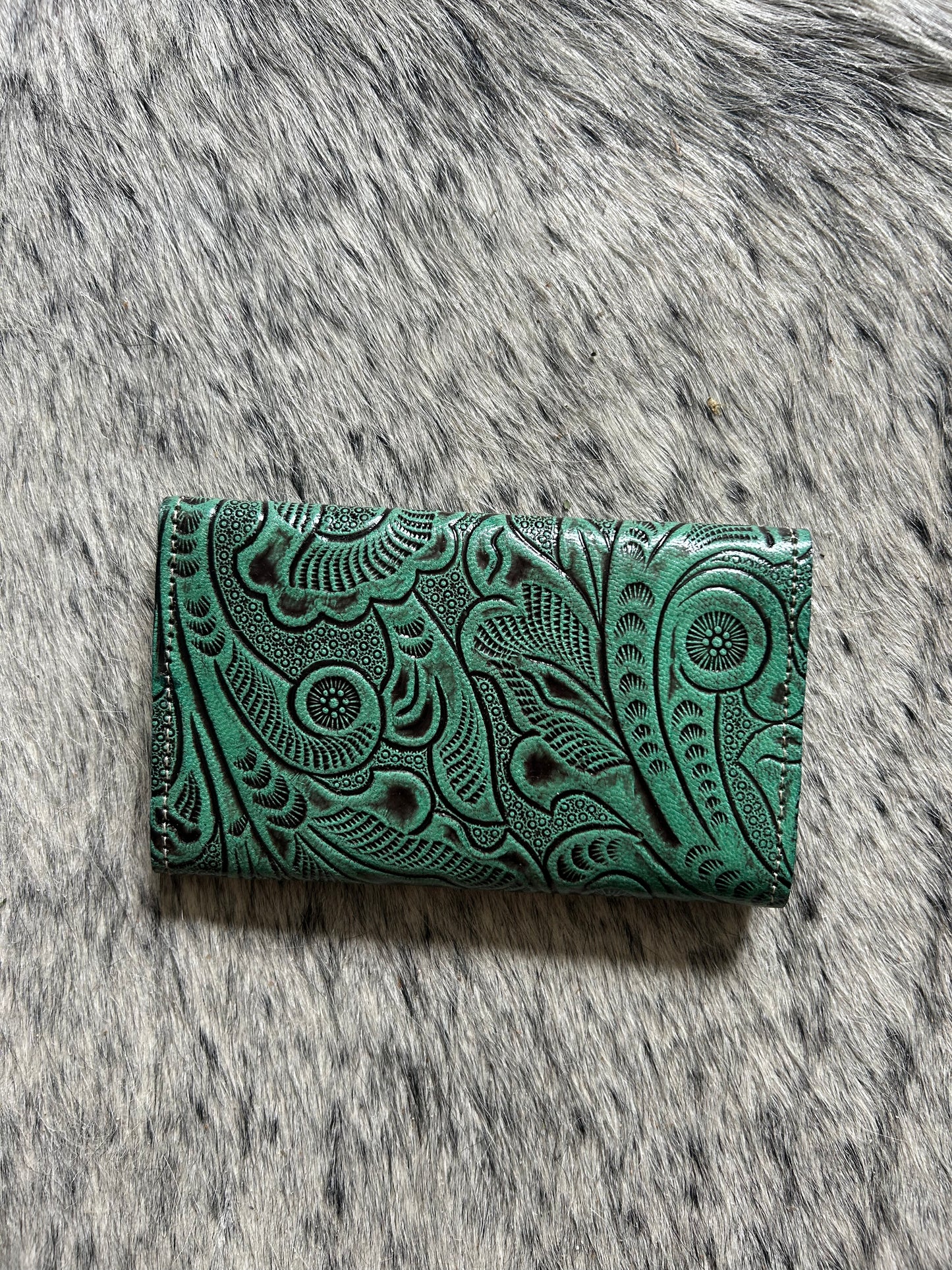 Mint Green Tooled Wallet