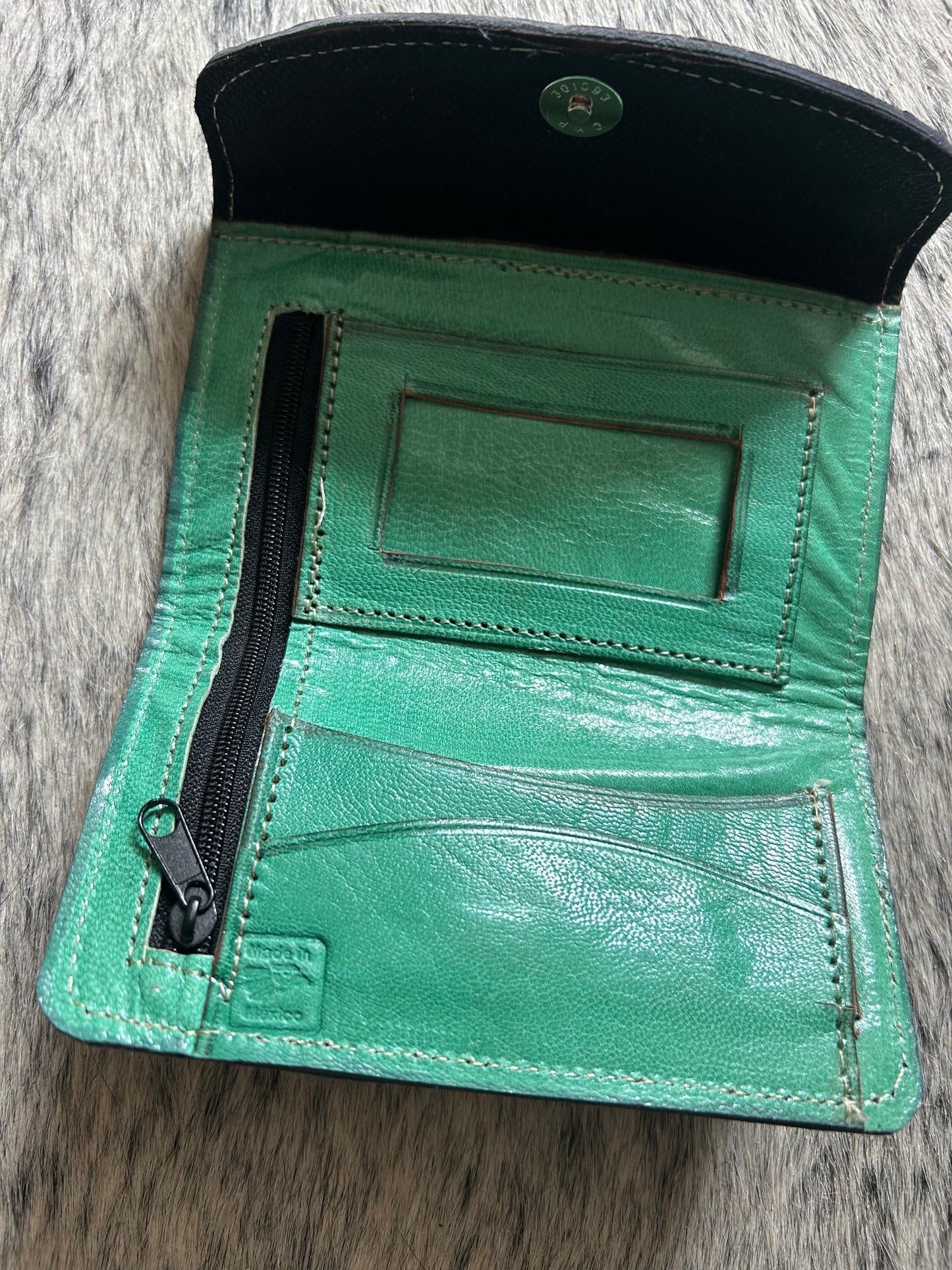 Mint Green Tooled Wallet