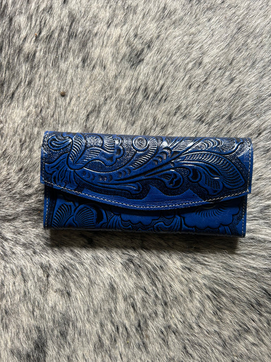 Deep Blue Tooled Wallet