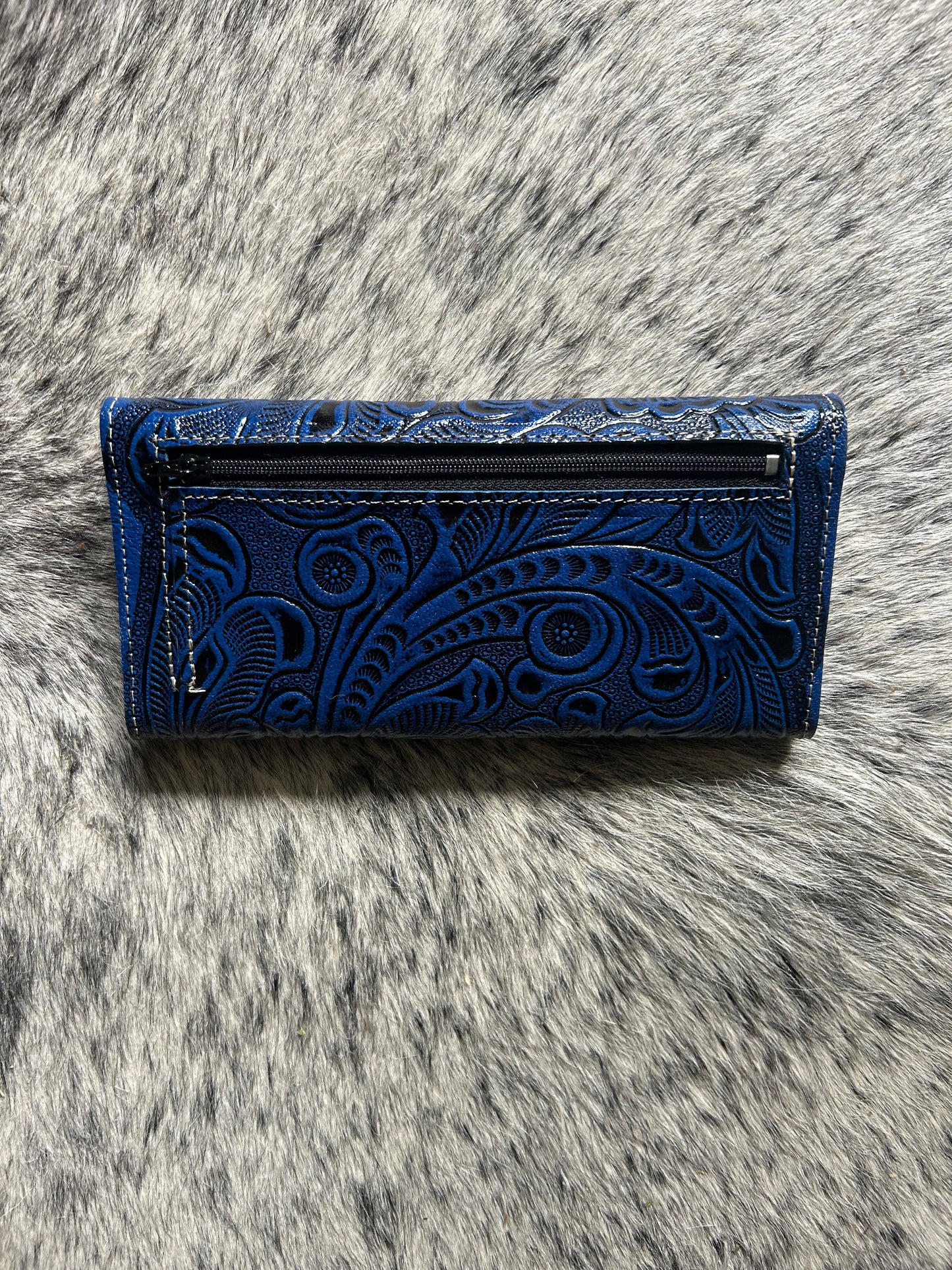 Deep Blue Tooled Wallet