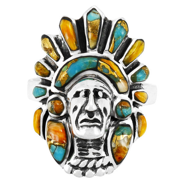 The Powwow Spiny Turquoise Ring Sterling Silver