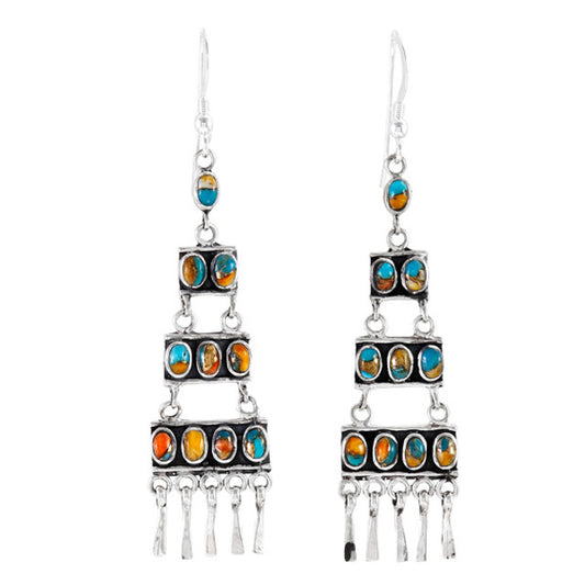 Turquoise Tower Spiny Turquoise Earrings Sterling Silver